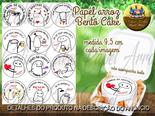 12 Papel Arroz Mini Bolo Bento Cake 9,5 Cm Flork Aniversário