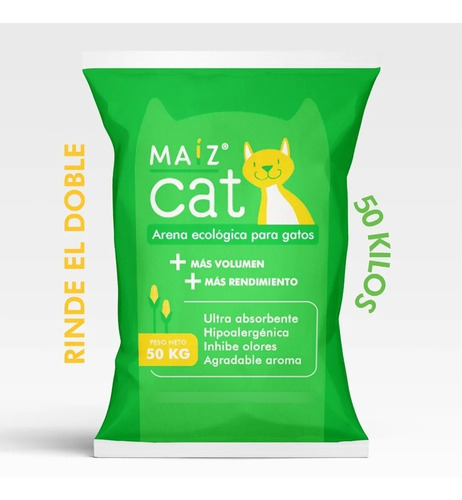 Imagen 1 de 6 de Maíz Cat50kg - Arena Ecológica Para Gatos - Inhibe Olores