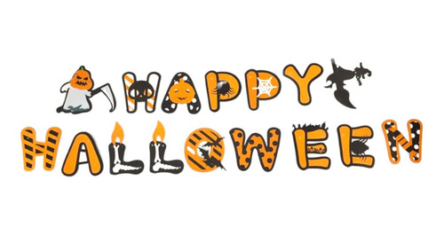 1 Letras De Happy Halloween Con Diseño Variado Para Fiesta