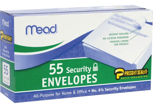 Mead Press-it Seal-it 6 Sobres De Seguridad, 55 Unidades
