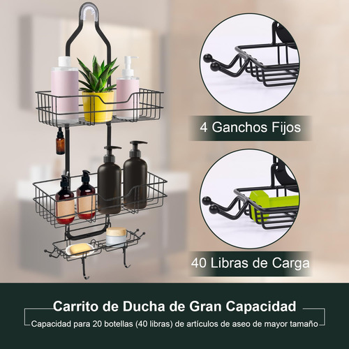 Estante De Ducha Colgante 3 Niveles Acero Inoxidable