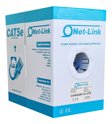 Cable De Red Utp Net-link Cat5e Cmx | 100%cobre 305m | Azul