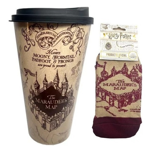 Vaso Mapa Del Merodeador Con Tapa + Soquete Harry Potter