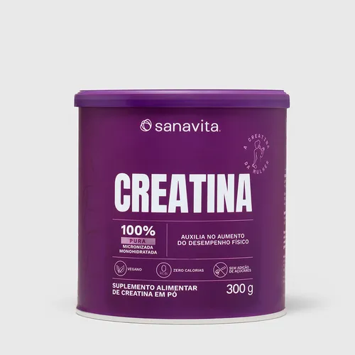 Creatina 100% Pura Monohidratada Sanavita 300g Sem Sabor