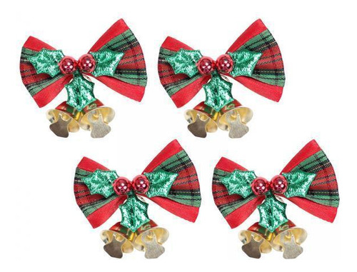 3 X 4 Piezas De Decoración Colgante De Lazo Tartán Verde
