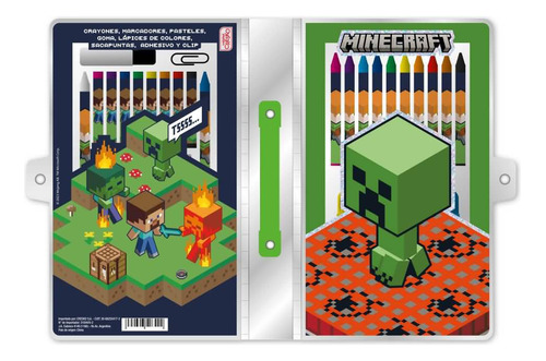 Set De Arte Escolar Minecraft 42 Pcs Cresko Infantil