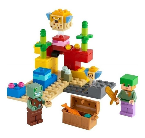 Imagen 1 de 4 de Bloques para armar Lego Minecraft The coral reef 92 piezas  en  caja