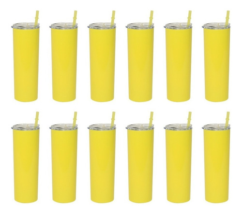 12 Termos Para Bebidas De 20oz Vaso Acero Inoxidable Skinny Color Amarillo