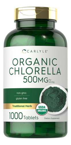 Suplemento Carlyle Chlorella En Tabletas Orgánicas, 500 Mg,