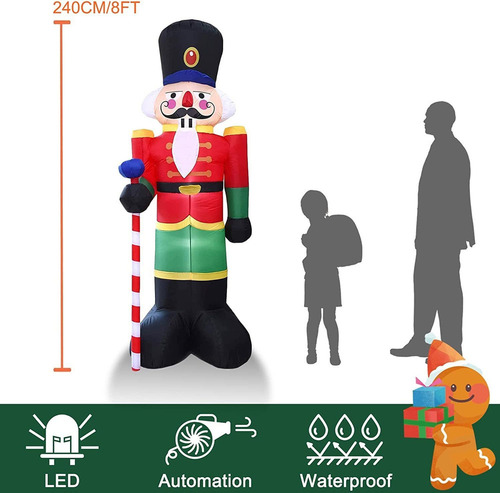 2.4m Inflable Cascanueces Navideños Exterior Decoración 2023