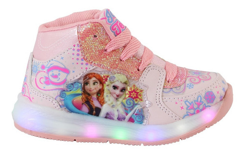 Tenis Niña Bota Frozen Elsa Ana Luces Led Bebe Comoda Botin