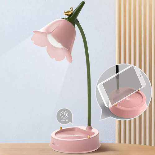 Lámpara De Mesa Led De Flúor, Luz De Escritorio Rosa