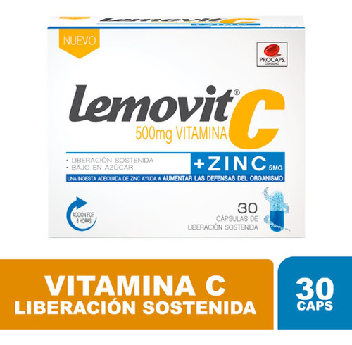 Lemovit C 500mg/5mg Vitamina C + Zinc Caja X 30 Cápsulas