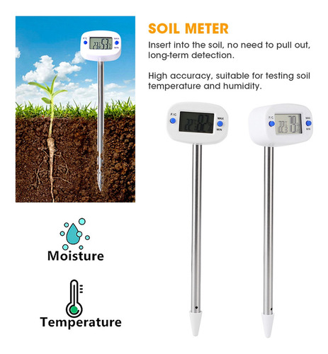 S Mini Medidor Electrónico De Temperatura Del Suelo Y