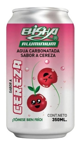 Agua Carbonatada Elisha Aluminium Sabor A Cereza 8 Pz