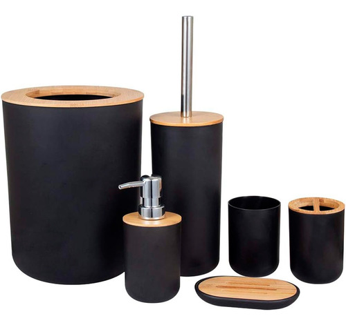 Kit Set Accesorios Baño 6 Piezas Completo Bambu Dispenser