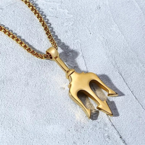 Collar Hombre Mujer Acero Inox 316l Tridente Punk Joyería