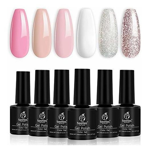 Escarabajos French White Gel Esmalte De Uñas Kit - 6 Pack Nu