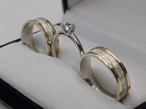 Imagen 2 de 6 de Alianzas En Plata Y Oro Con Cintillo De Plata 925