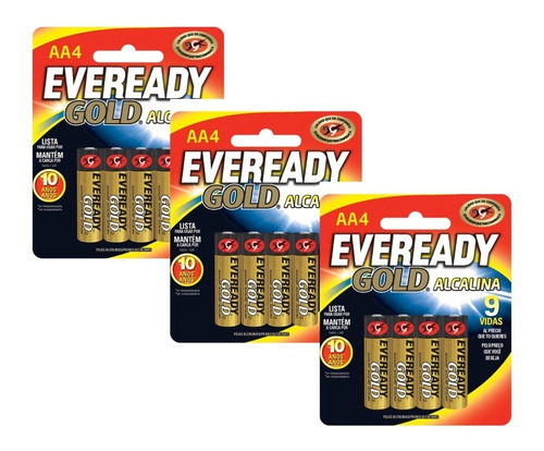 Pilas Baterias Alcalinas Aa 1.5v 3 Paquetes X4 Eveready Gold