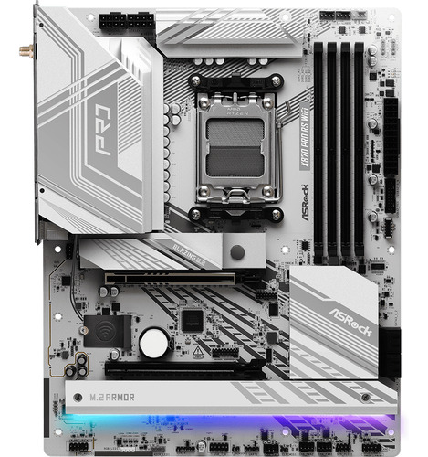 Placa Madre Asrock Amd X870 Pro Rs Wifi Am5 Atx Color Blanco