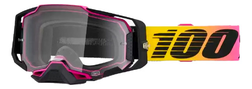 Oculos 100% Armega 91 Amarelo Rosa Preto Motocross Trilha