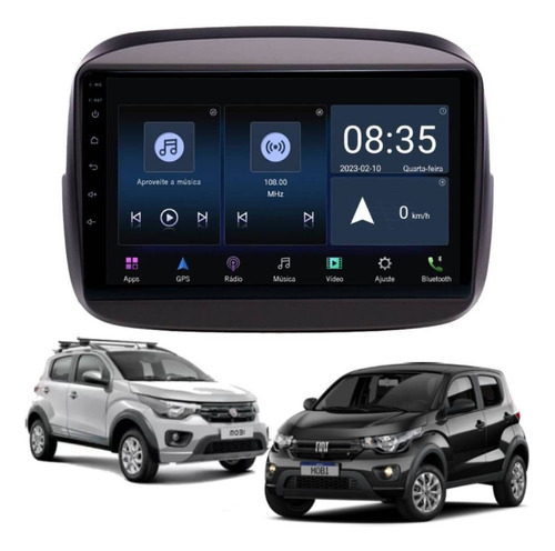 Multimidia 9' Carplay Android + Moldura P/ Fiat Mobi 2016/23