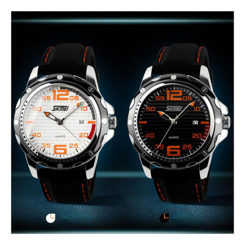 Reloj Skmei Hombre Resintente Al Agua Elegante Deportivo Color del fondo Negro/Naranja