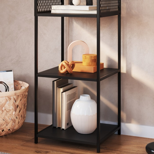 Estante 180 Cm Estilo Industrial Com Tela P1023 Preto Pp