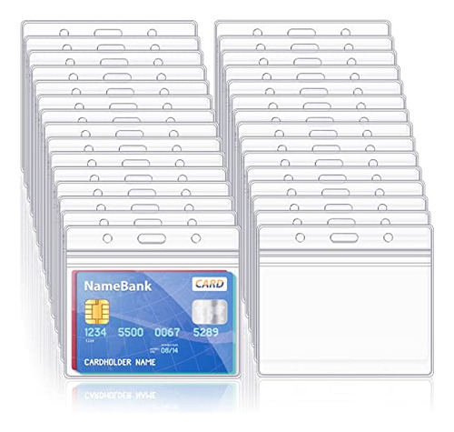 100 Pcs Clear Plastic Horizontal Name Tag Badge Id Card...