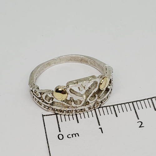 Imagen 4 de 6 de Anillo Plata Y Oro Corona