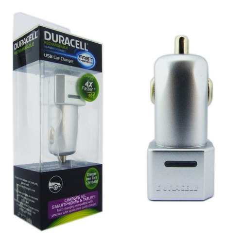 Gris - Cargador Mini/ 12v /1 Usb Quick Charge 3/ Duracell