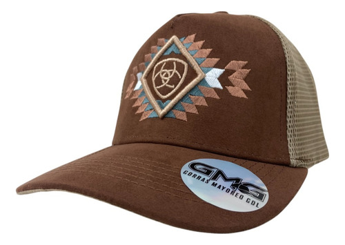Gorra Vaquera Ariat Trucker Ranch 001 Cafe/beige Gamuza Unitalla Ajustable