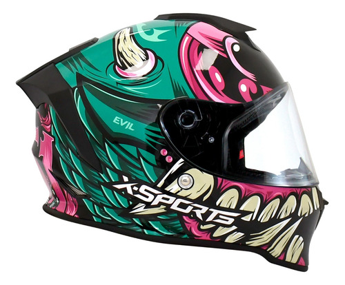 Casco Integral Negro Rosado V151 X Sports - Gkmotos.uy