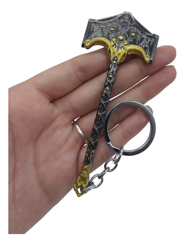 Llavero Espada Hacha Ragnarok De Metal - God Of War Plateado