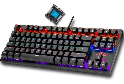 Teclado Mecanico Rii Rk908 Switch Blue Tkl Retroiluminación Color del teclado Negro Idioma Inglés US