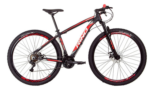 Bicicleta Rino Aro 29 Shimano 21v - Cubo Roletado Cor Preto/Vermelho Tamanho do quadro 19