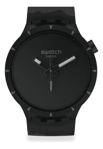 Reloj Swatch Sb03b110 Big Bold Bioceramic Basalt Color de la malla Negro Color del bisel Negro Color del fondo Negro