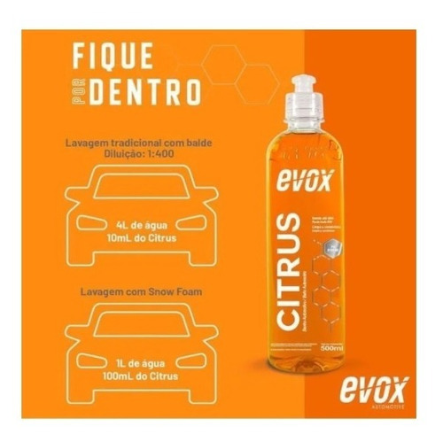 Banho Automotivo Citrus Shampoo 500ml Evox