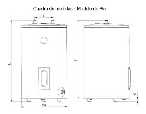 Imagen 2 de 5 de Termotanque Rheem Eléctrico Pie 125 Lt Tep125rh