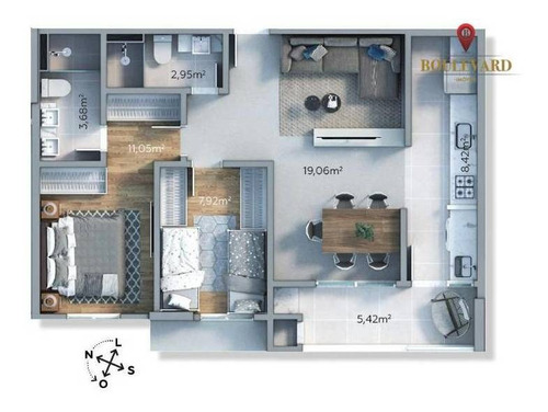 Imagem 8 de 10 de Apartamento No West Side, Com 2 Dormitórios À Venda Por R$ 494.900 - Centro - Curitiba/pr - Ap0362