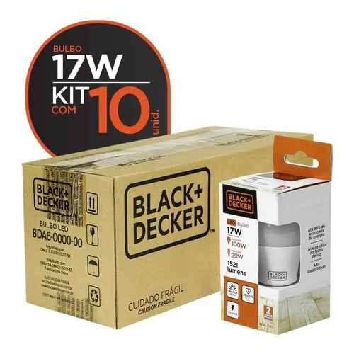 Kit 10 Lâmpadas Led Bulbo A60 17w Branca - Black + Decker