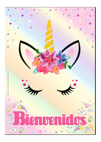 Cartel Bienvenidos Unicornio Dream Producto Oficial Cotillon