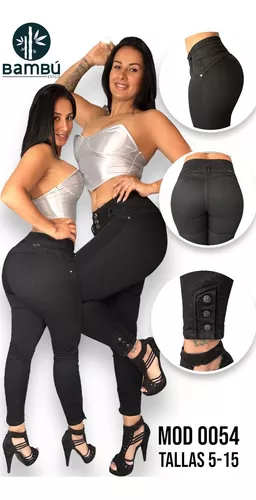 Jeans Dama Levanta Pompa Pantalón Colombiano Push Up Mezclil
