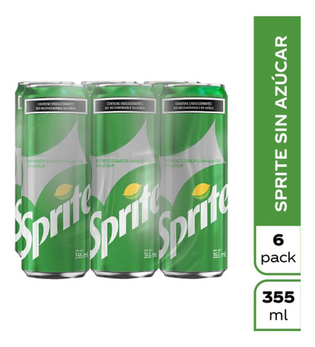Sprite Gaseosa Sin Azúcar Sabor Lima Limón 6pack
