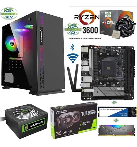 Combo Ryzen 5 3600 A520m-itx M.ram 8gb M.2 240gb Gtx1650 4gb