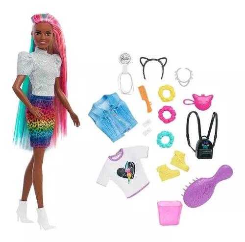 Conjunto Boneca Barbie Totally Hair Salão de Beleza Mattel