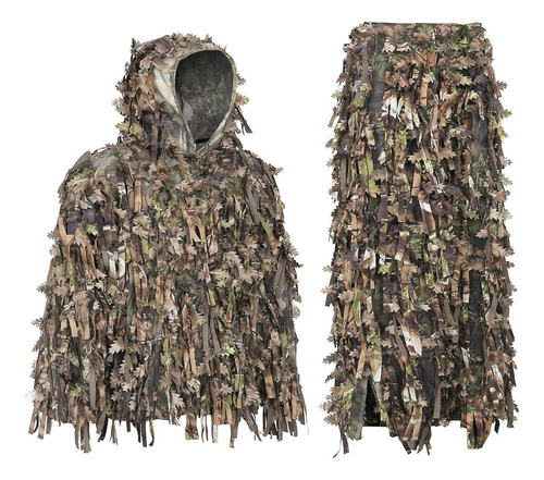 Auscamotek 3d Leaf Ghillie Suit Chaqueta De Camuflaje Híbrid