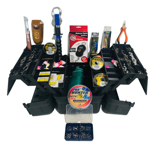 Maleta Pra Pesca Hi 6bandejas Completa Molinete Kit Pescador