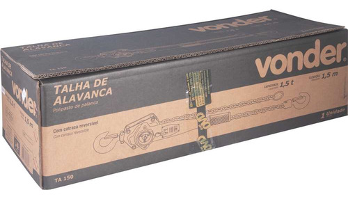 Talha Com Alavanca 1,5 Toneladas Elevação 1,50 M Ta 150 Vd